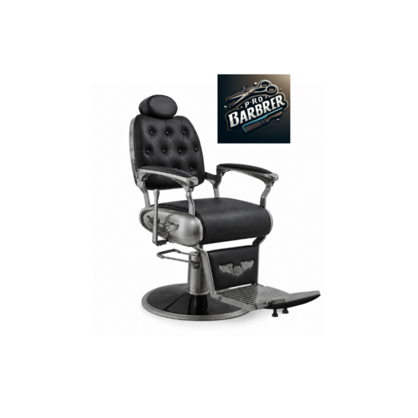 Berberska stolica YP 8826-1 srebrni ram crna koža