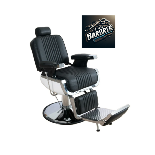 Barber stolica srebrni ram crna koža model YP8811
