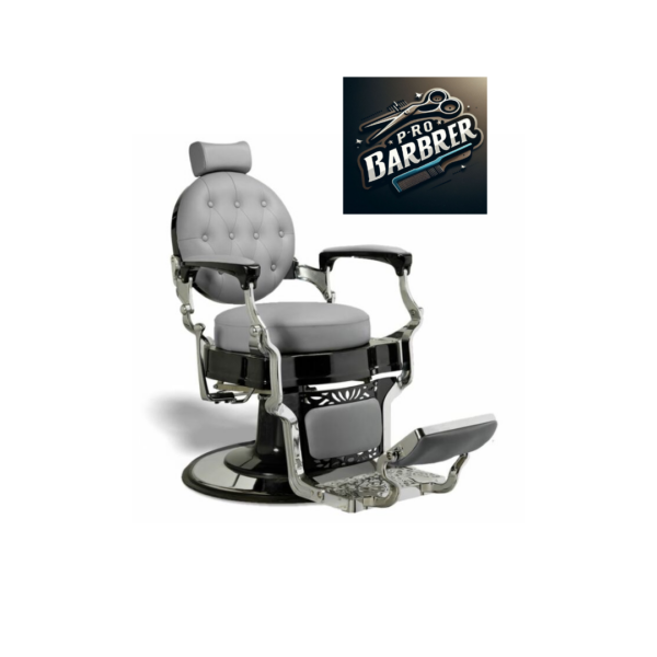 Barber pro stolica Wilson srebrni ram siva koža YP8827